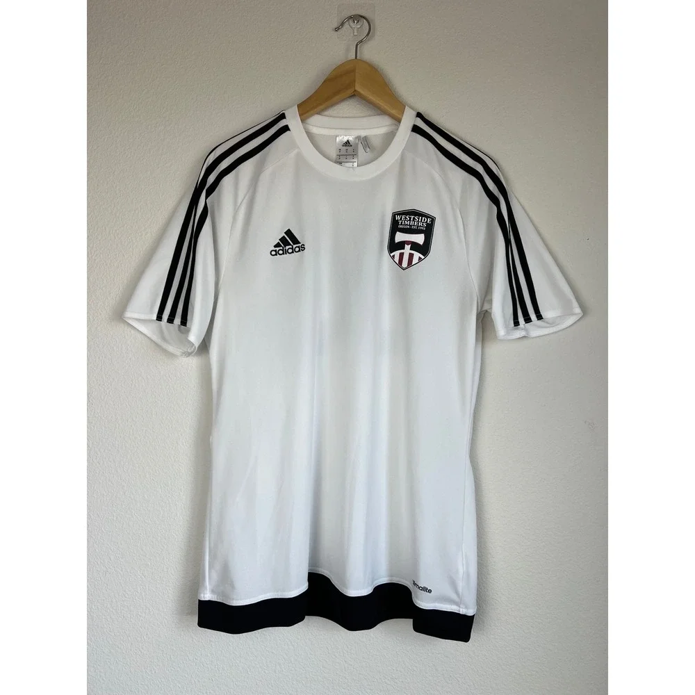 Adidas ClimaLite Westside Timbers Soccer Jersey 99 White Black US M Athletic Y2K